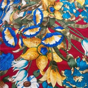 CHANEL Floral Scarf in Red, Blue, and Yellow